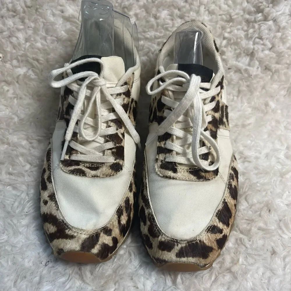 J.Crew Calf hair Animal Print lace up low top Sneakers Size 8 M